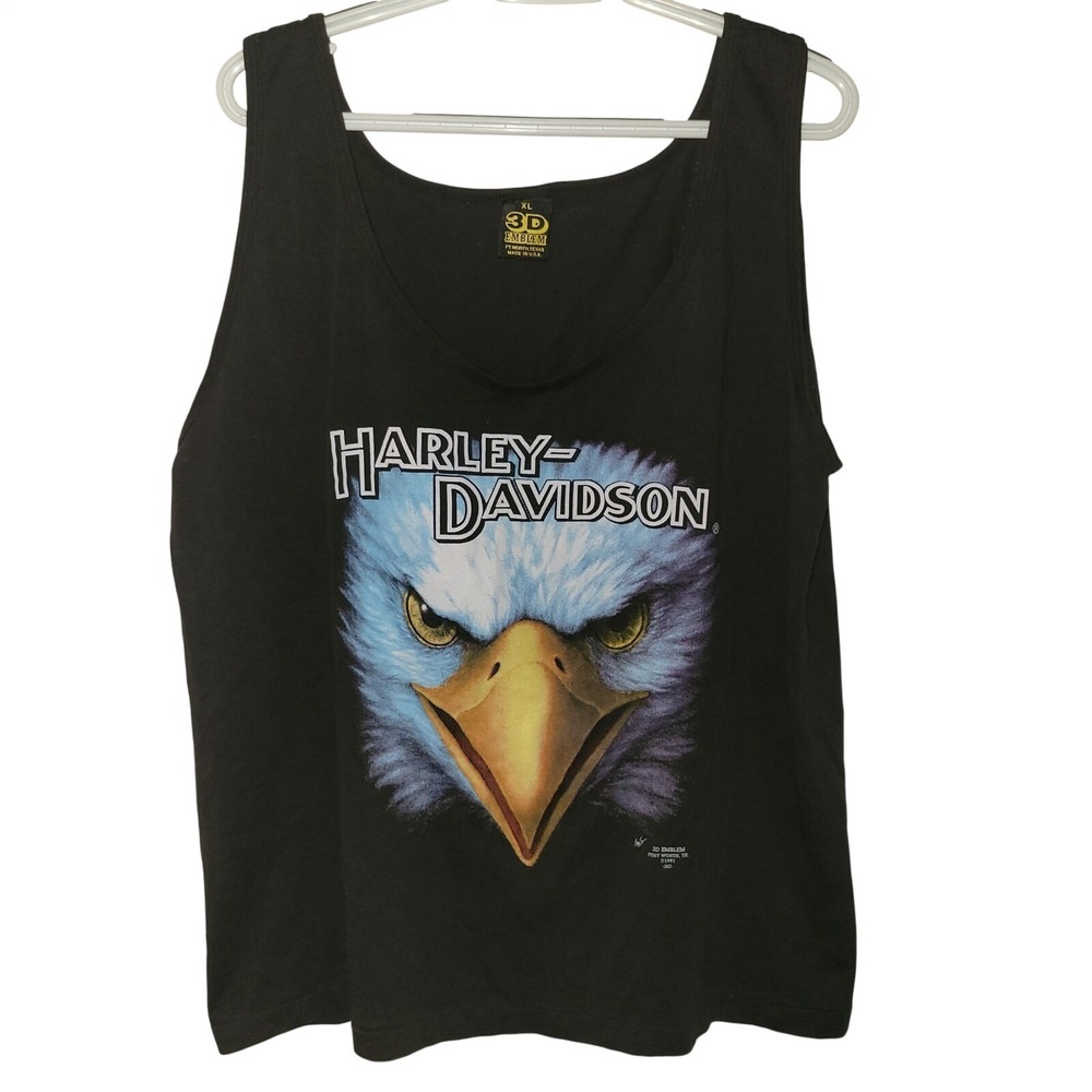 Vintage 3D Emblem Harley Davidson Tank Top Men's Size XL Made In USA EUC Eagle